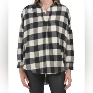 NWT. French Connection Buffalo Plaid 1/4 Button Down Checkered Shirt